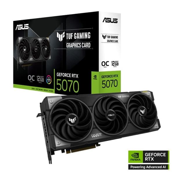 Grafikkort - Asus - TUF Gaming GeForce RTX 5070 - 12 GB GDDR7 - PCIe 5.0 - HDMI, DisplayPort Svart, Grå