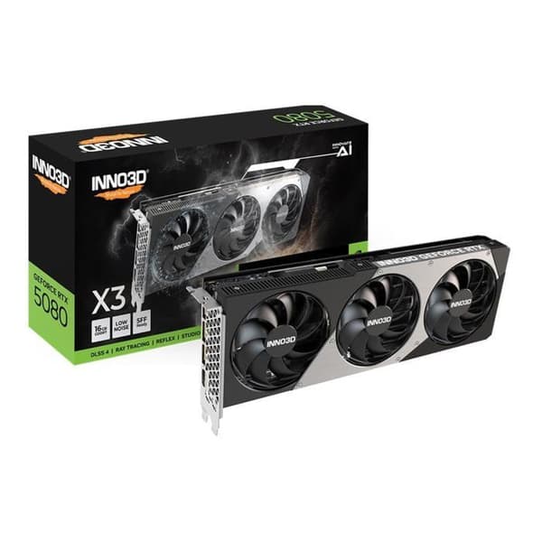 Grafikkort - INNO3D - GeForce RTX 5080 X3 - 16 GB GDDR7 - DLSS 4 - Kylning med 3 fläktar