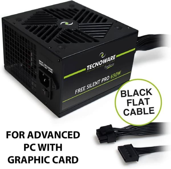 Strömförsörjning - Tecnoware - Free Silent PRO 650 - 650W - Tyst Fläkt - NVIDIA GeForce GTX/RTX