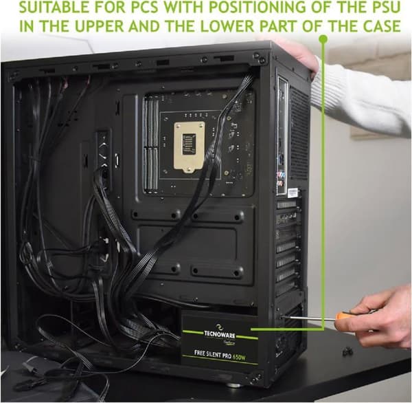 Strömförsörjning - Tecnoware - Free Silent PRO 650 - 650W - Tyst Fläkt - NVIDIA GeForce GTX/RTX