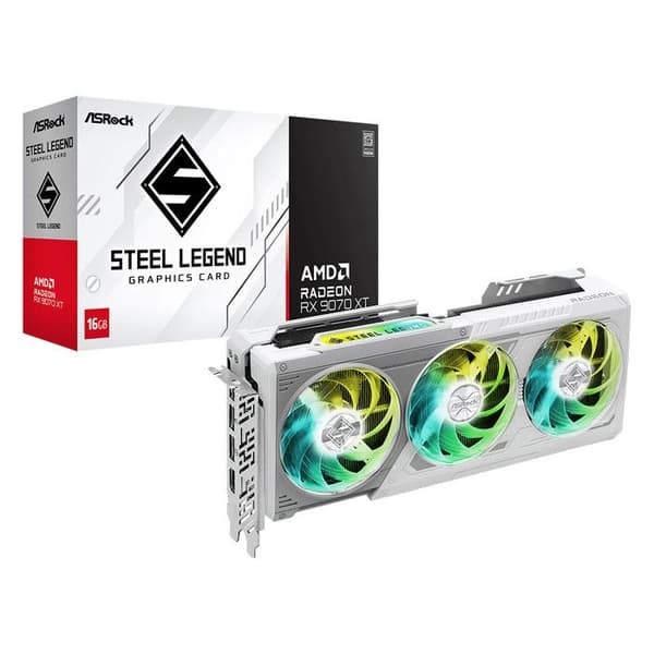 Grafikkort - ASROCK - RX9070XT SL 16G - 16 Go GDDR6 - 256 bit - 3 fläktar