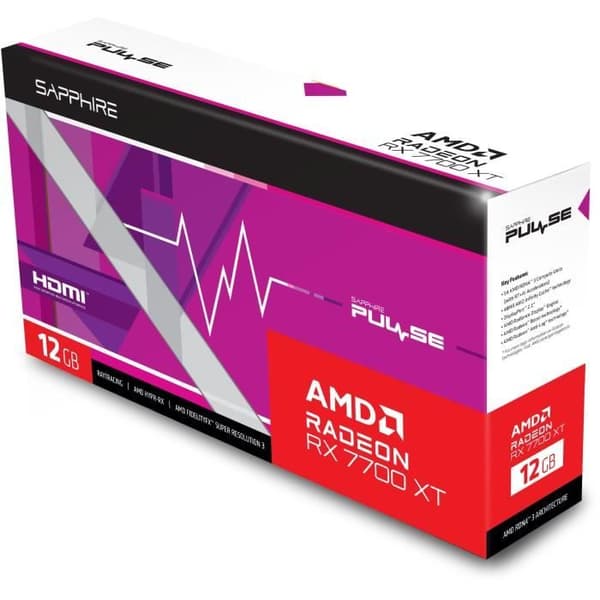 SAPPHIRE - Grafikkort - PULSE AMD RADEON™ RX 7700 XT GAMING 12GB - GDDR6 - DUBBLA HDMI / DUBBLA DP