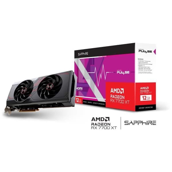 SAPPHIRE - Grafikkort - PULSE AMD RADEON™ RX 7700 XT GAMING 12GB - GDDR6 - DUBBLA HDMI / DUBBLA DP
