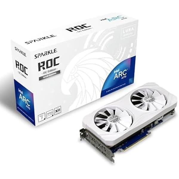 SPARKLE Intel Arc A770 ROC Luna 16 GB Vitt grafikkort - Boost Clock - Ray Tracing - 256-bitars