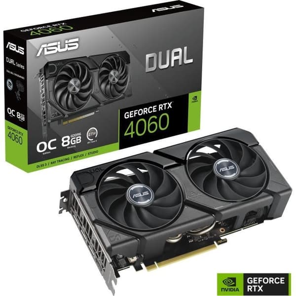 Grafikkort - ASUS - Dual -RTX4060-O8G-EVO NVIDIA GeForce RTX 4060 8 GB GDDR6 Svart