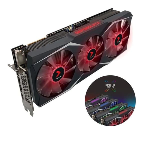 PNY GeForce RTX™ 3090 Ti 24GB GDDR6X XLR8 Gaming Epic-X RGB™ Uprising Triple Fan Overclocked Edition grafikkort, svart
