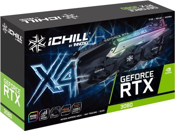 Inno3d internt grafikkort - C30804-126XX-1810VA36H - RTX3080 iChill X4 LHR 12 GB GDDR6X HDMI 3xDP,