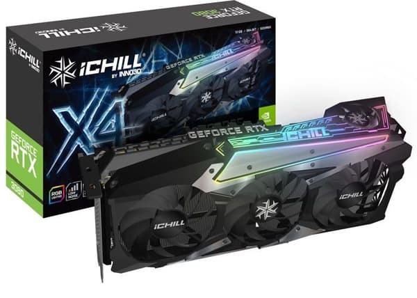 Inno3d internt grafikkort - C30804-126XX-1810VA36H - RTX3080 iChill X4 LHR 12 GB GDDR6X HDMI 3xDP,