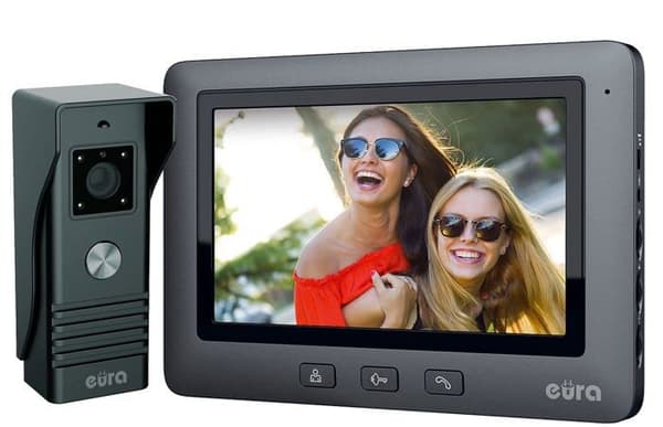Eura säkerhetssats - VDP-45A3 ALPHA SVART - VDP-45A3 Alpha 4-tråds videointercom med 7" färgskärm Svart