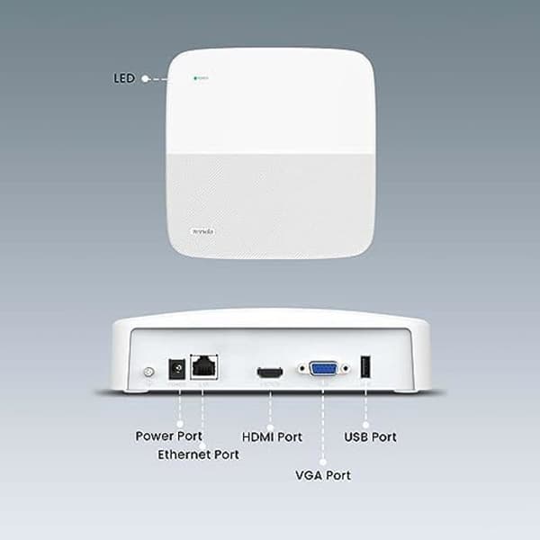 NVR 8-kanals videoinspelare - TENDA - 8MP - H.265+ - HDD-lagring upp till 10 To - Fjärrövervakning
