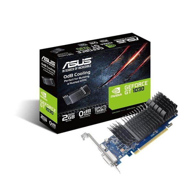 ASUS GT1030-SL-2G-BRK - Grafikkort - GF GT 1030 - 2 GB GDDR5 - PCIe 3.0 lågprofil - DVI, HDMI - fläktlös