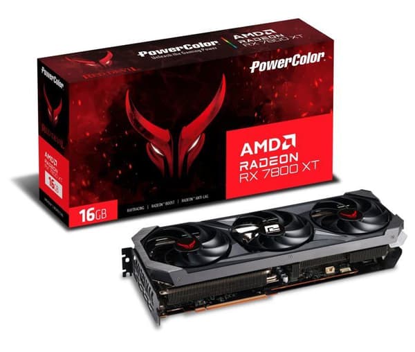 Powercolor internt grafikkort - RX7800XT 16G-E/OC - RX 7800XT Red Devil 16GB grafikkort - 16GB GDDR6, 1x HDMI Svart, Röd