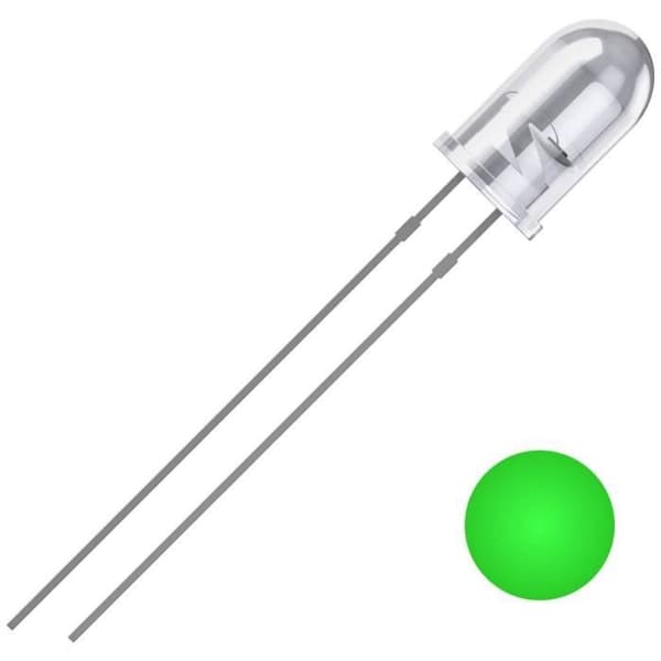 Quadrios 2111O181 LED grön rund 5 mm 19000 mcd 25 ° 20 mA 3 V