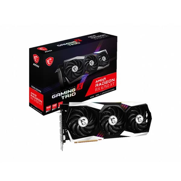 MSI GAMING X TRIO AMD Radeon RX 6750 XT OC Grafikkort 12GB GDDR6 PCI Express 4.0 ATX Svart,Silver - V399-003R Svart, Vit
