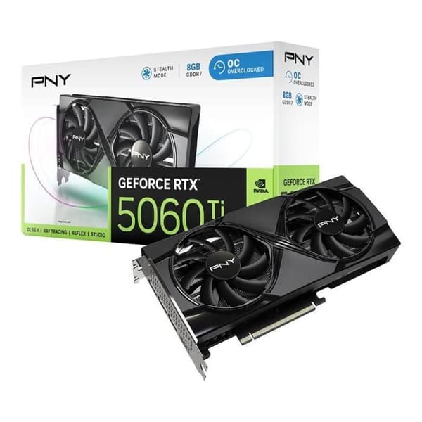 PNY - Grafikkort - GeForce RTX™ 5060 Ti - 8GB - Överklockad Dual Fan DLSS 4