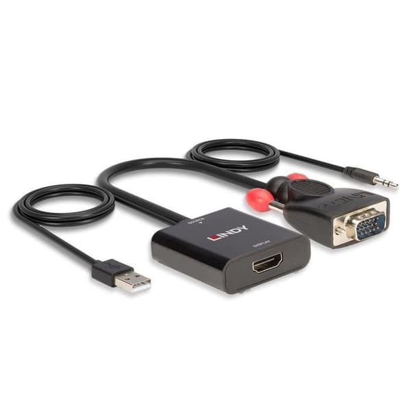 Lindy audio - videoinsamlingsadapter - 38284 - VGA-omvandlare - Ljud till HDMI