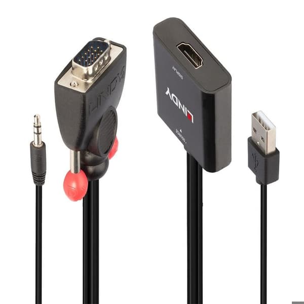 Lindy audio - videoinsamlingsadapter - 38284 - VGA-omvandlare - Ljud till HDMI