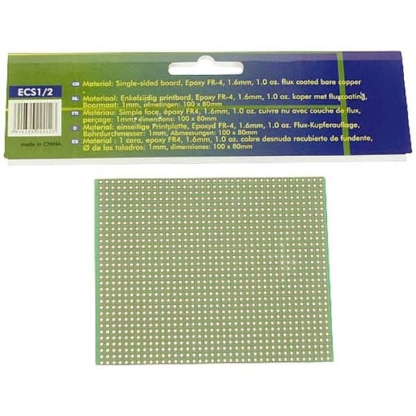 EUROCARD PASTILLE 1 HÅL - Velleman - 100x80mm - Epoxy FR4 - Enkel sida - 1 hål