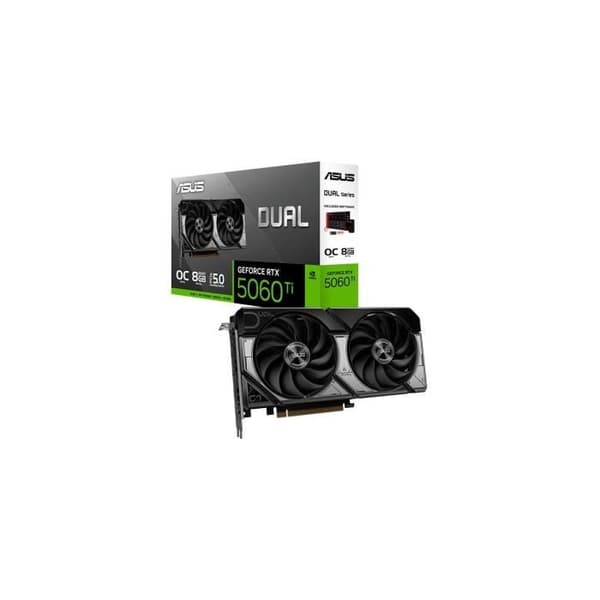 Grafikkort - ASUS - Dual -RTX5060TI-O8G NVIDIA GeForce RTX 5060 Ti 8 GB GDDR7 Svart, Grå