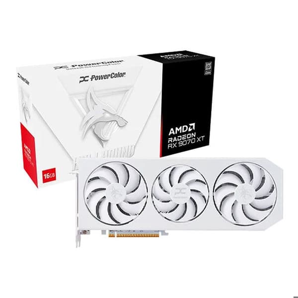 Grafikkort - PowerColor - Hellhound Spectral White - AMD Radeon RX 9070 XT - 16 Go - PCI Express 4.0 x16