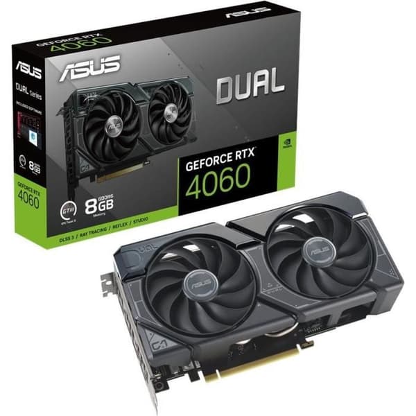 GeForce ASUS RTX 4060 DUAL OC 8GB grafikkort Svart