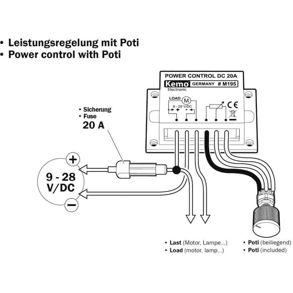 PWM-effektreglage Kemo M195 Komponent 9 - 28 V/DC