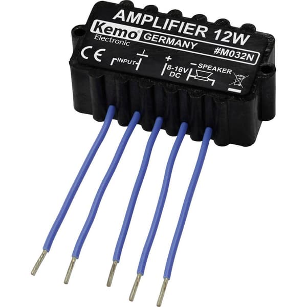 Kemo M032N Mono-förstärkare Komponent 6 V/DC, 9 V/DC, 12 V/DC, 16 V/DC 12 W 4 Ω