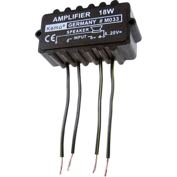 Kemo M033N Mono-förstärkare Komponent 9 V/DC, 12 V/DC, 18 V/DC, 20 V/DC 18 W 4 Ω