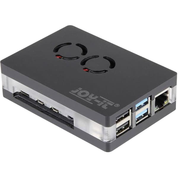Joy-it RB-CaseP4+03 SBC-hölje Passar till: Raspberry Pi inkl. aktiv kylare, med magnetisk förslutning Transparent