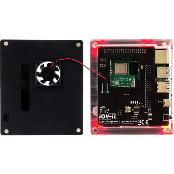 Joy-it RB-MULTIMEDIACASE01 SBC-hölje Passar till: Raspberry Pi avtagbart GPIO-skydd, inkl. aktiv kylare, med magnetisk