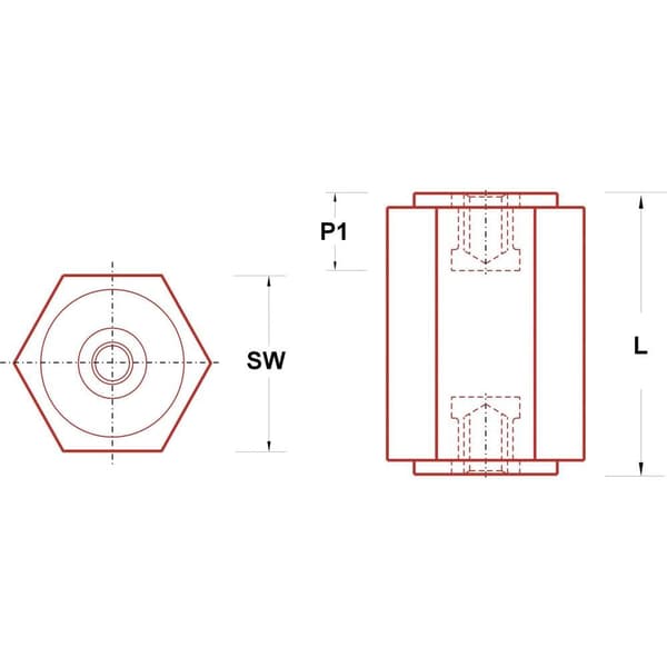 IS45HH1060 Isoleringsstöd (L) 60 mm M10 Polyester glasfylld 1 st