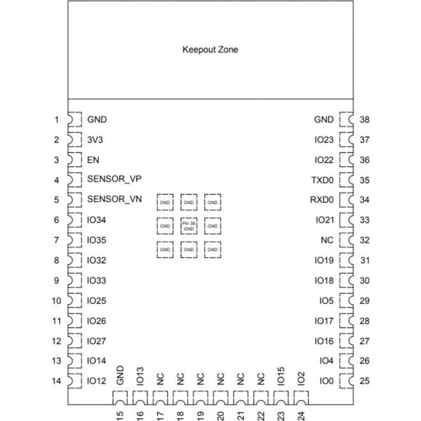 Espressif ESP32-WROOM-32E (M113EH3200PH3Q0) Radiomodul 1 st