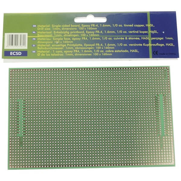 Velleman ECSD Eurokort (L x B) 160 mm x 100 mm Innehåll 1 st