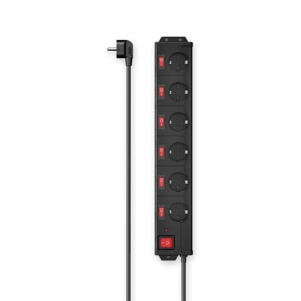 Hama Socket 6-vejs overspændingsbeskyttelse. 90° Ind. Omskiftelig, 1,4m Bl