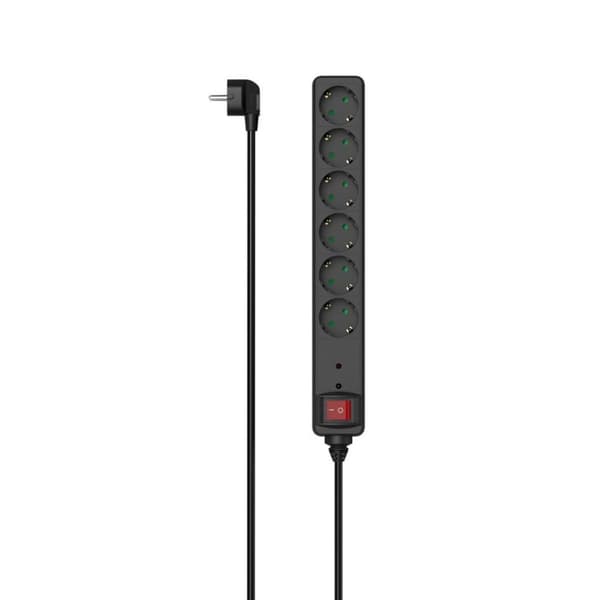 Hama Socket 6-vejs overspændingsbeskyttelseskontakt 1,4 M Sort