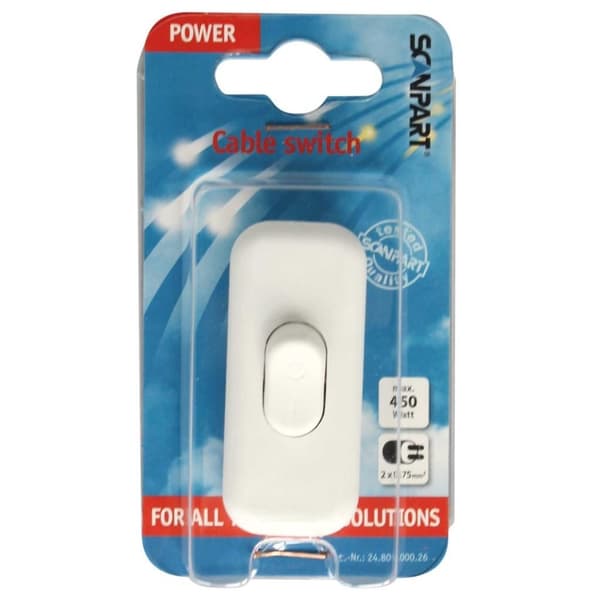 Scanpart Sladdbrytare Vit 1p 2amp