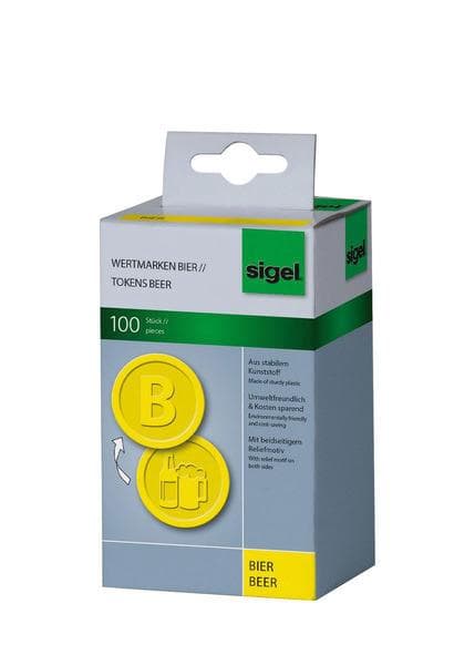 Sigel SI-WM004 Værdi Mønter Plast 100 Stykker 25mm Øl Gul