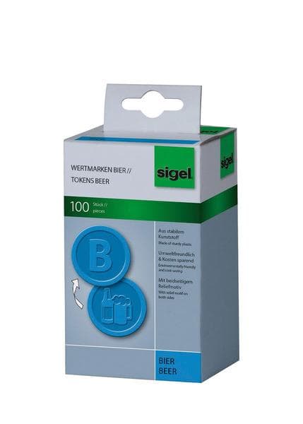 Sigel SI-WM005 Værdimønter Plast 100 Stykker 25mm Ølblå