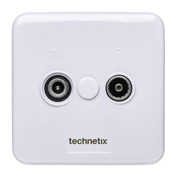 Technetix TN-TRAS2000-S Radio/TV Vägguttag Coax 2 Utgångar Vit