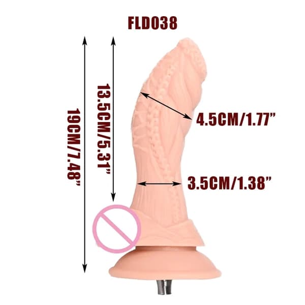 Sexmaskinsfäste, VAC-U-Lock, stora svarta och hudfärgade dildos.