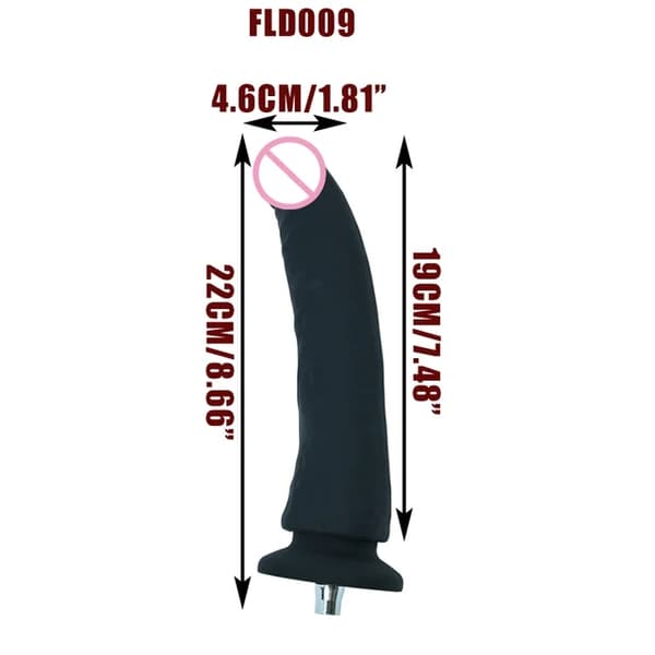 Sexmaskine tilbehør, VAC-U-Lock, store sorte og hudfarvede dildoer.