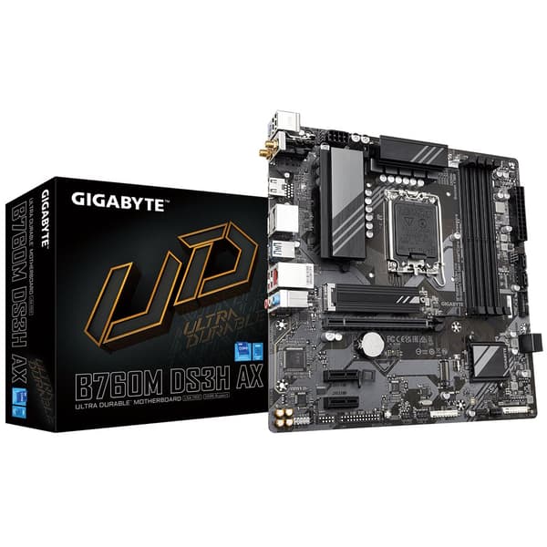 Gigabyte | B760M DS3H AX 1.3 M/B | Processor family Intel | Processor socket LGA1700 | DDR5 | Memory slots 4 | Supported hard disk drive interfaces SA