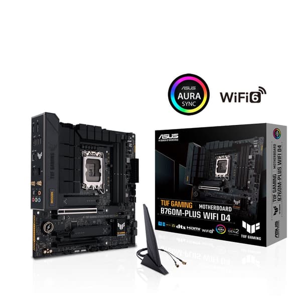 ASUS TUF GAMING B760M-PLUS WIFI D4 / Intel B760 / LGA1700 /4x DDR4 / 2x M.2 / DP / HDMI / 1x USB-C / WIFI / mATX