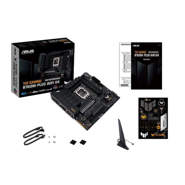 ASUS TUF GAMING B760M-PLUS WIFI D4 / Intel B760 / LGA1700 /4x DDR4 / 2x M.2 / DP / HDMI / 1x USB-C / WIFI / mATX