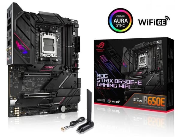 Asus | ROG STRIX B650E-F GAMING WIFI | Processor family AMD | Processor socket AM5 | DDR5 DIMM | Memory slots 4 | Supported hard disk drive interfaces