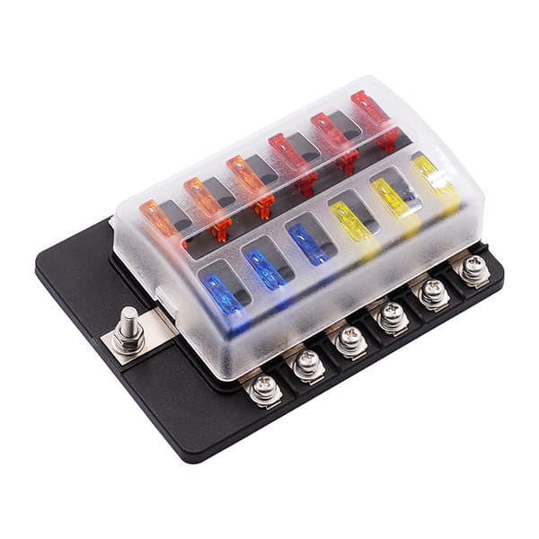 1 i 12 ut sikringsboks med LED-varselindikator for bilbuss Sort