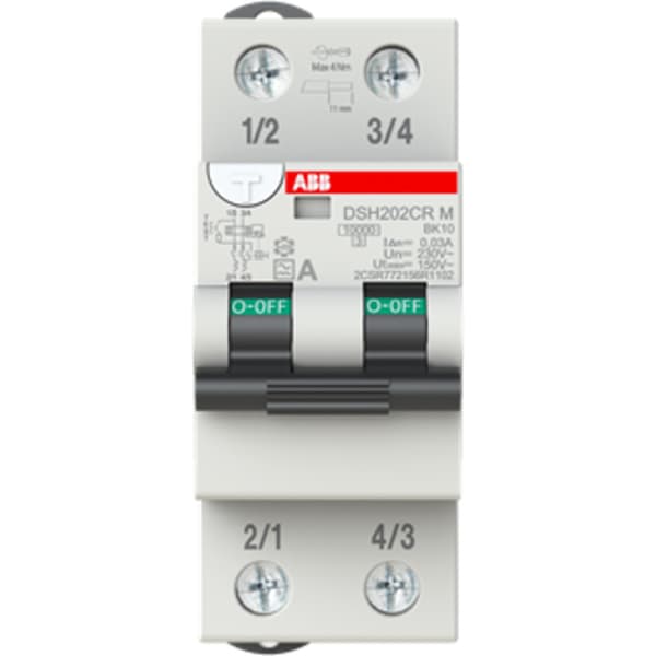 Jordfeilautomat 2pol DSH202CR M Bk10A/30mA ABB