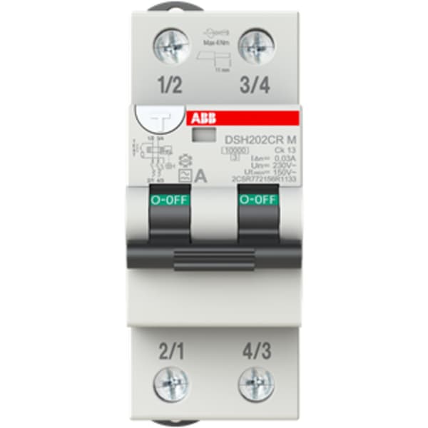 Jordfeilautomat 2pol DSH202CR M Ck13A/30mA ABB