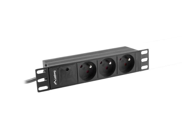 Listwa zasilająca Rack PDU 10 cali 1U 3x PL 2m 16A 230V PL czarna Sort