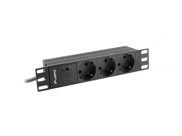 LANBERG POWER STRIP 10" RACK (1U, 16A, 3X SHUKO)